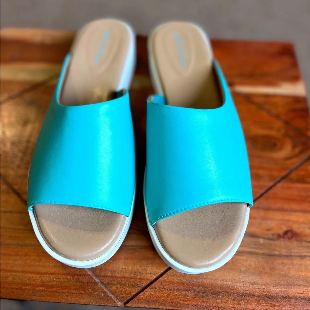 Martha Stewart Easy Spirit Francey Platform Slide Sandals Medium Blue 6M
